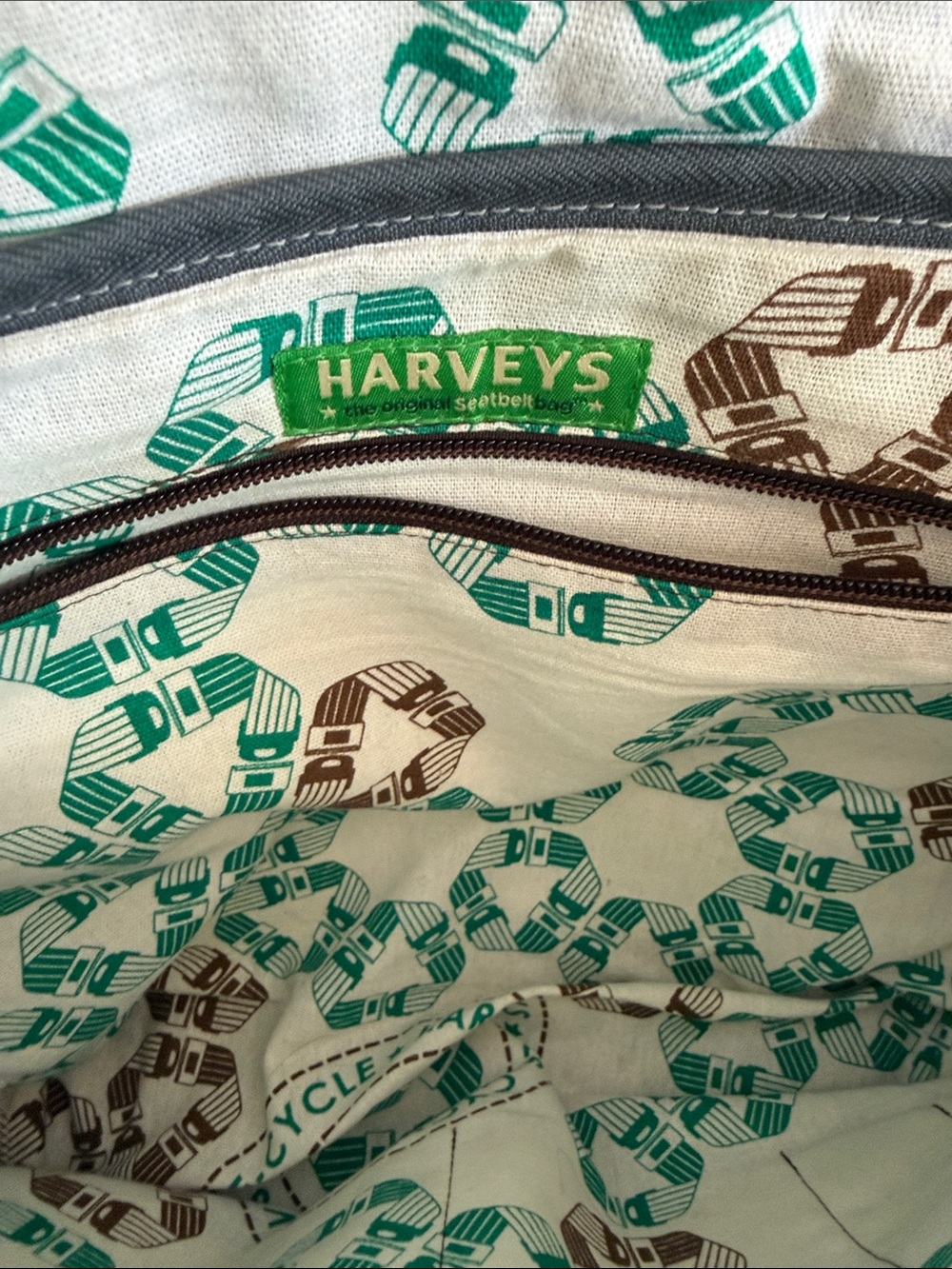 Harveys Striped Seatbelt Crossbody Bag - Brown, Gray & Cream - Picture 9 of 13